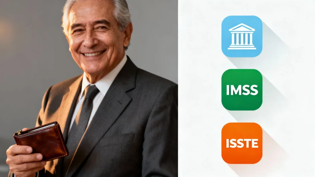 Pensionados comparando opciones de préstamos IMSS, ISSSTE y bancos.