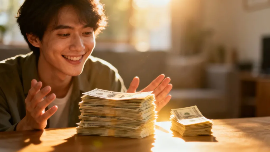 Persona feliz unificando deudas y reduciendo pagos.