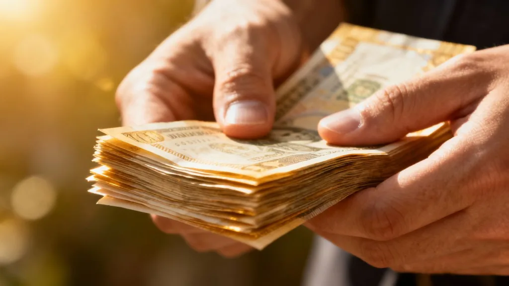 Manos con dinero, símbolo de préstamos seguros.